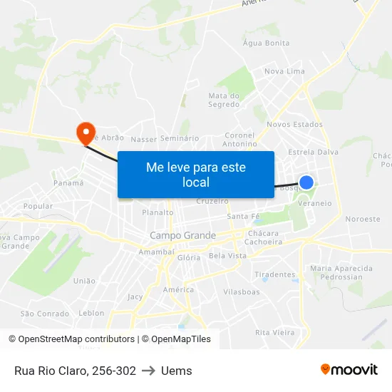 Rua Rio Claro, 256-302 to Uems map