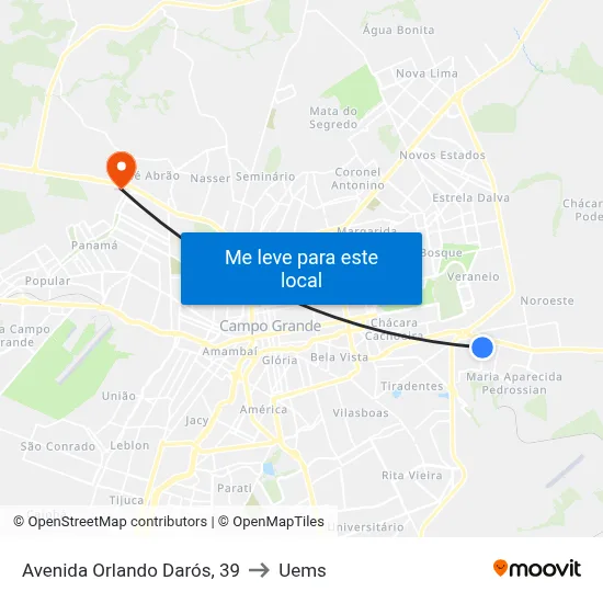 Avenida Orlando Darós, 39 to Uems map