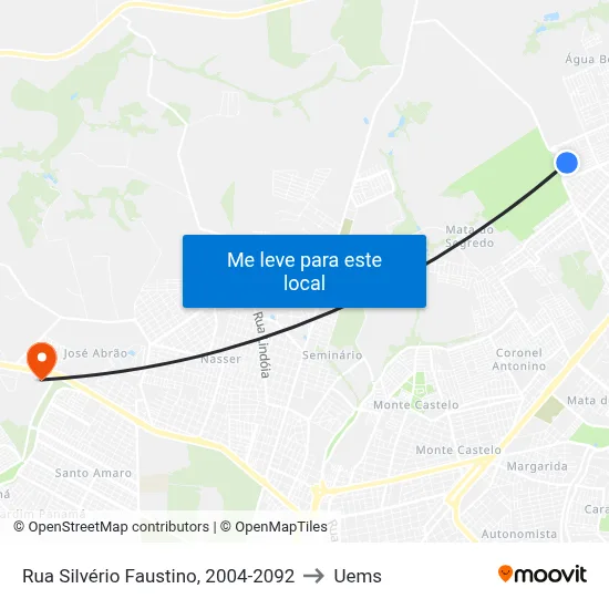 Rua Silvério Faustino, 2004-2092 to Uems map