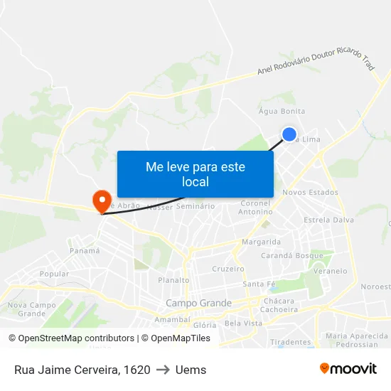 Rua Jaime Cerveira, 1620 to Uems map