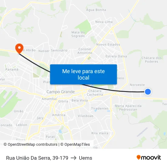 Rua União Da Serra, 39-179 to Uems map