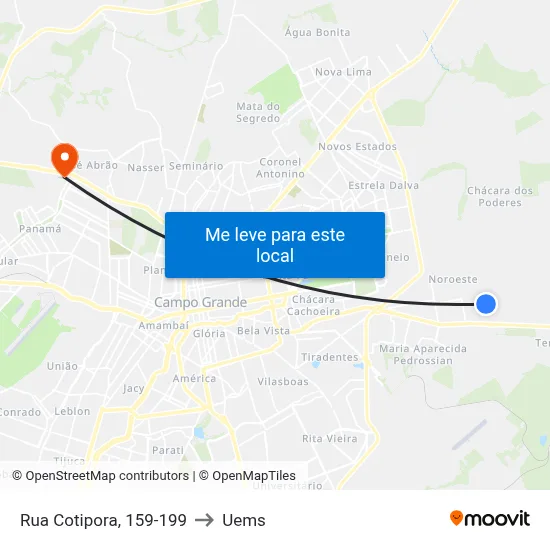 Rua Cotipora, 159-199 to Uems map