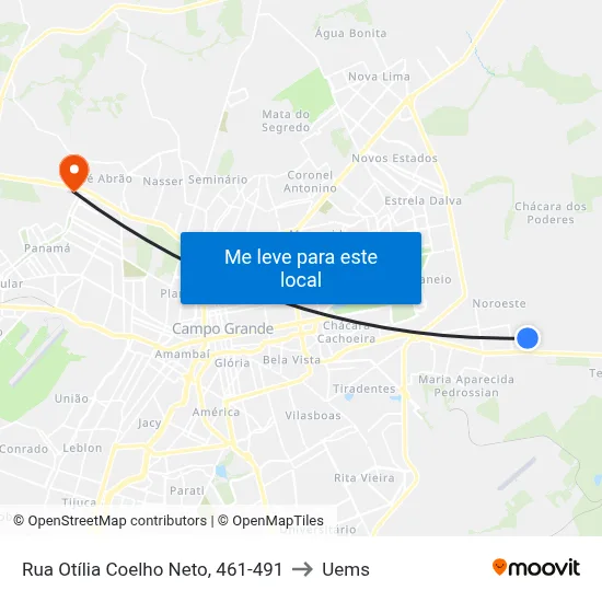 Rua Otília Coelho Neto, 461-491 to Uems map