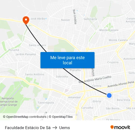 Faculdade Estácio De Sá to Uems map