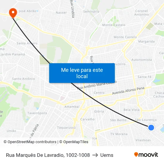Rua Marquês De Lavradio, 1002-1008 to Uems map