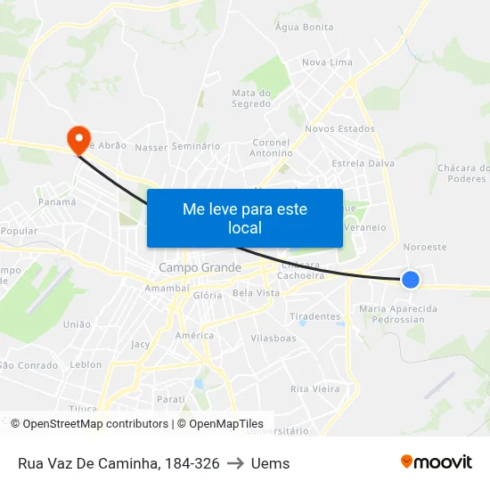 Rua Vaz De Caminha, 184-326 to Uems map