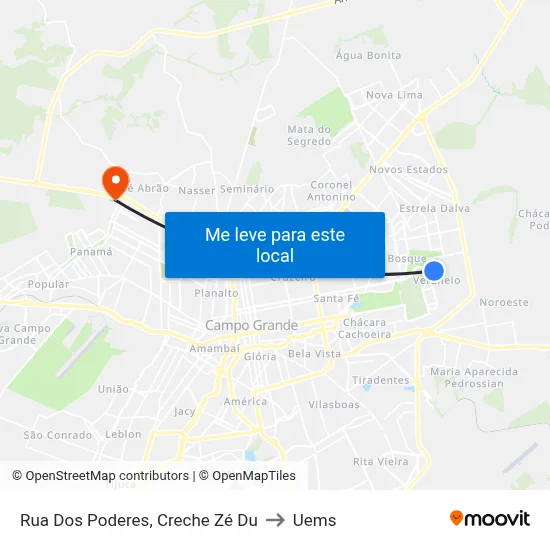 Rua Dos Poderes, Creche Zé Du to Uems map