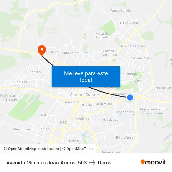 Avenida Ministro João Arinos, 503 to Uems map