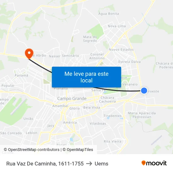 Rua Vaz De Caminha, 1611-1755 to Uems map