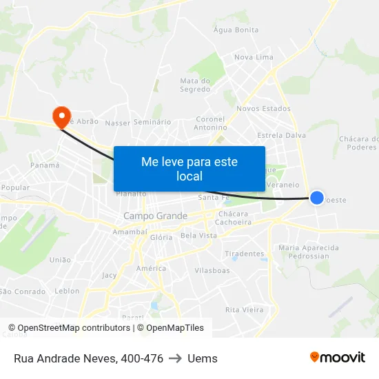 Rua Andrade Neves, 400-476 to Uems map