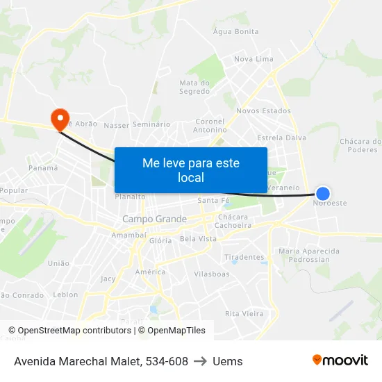 Avenida Marechal Malet, 534-608 to Uems map