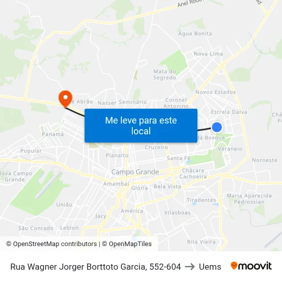 Rua Wagner Jorger Borttoto Garcia, 552-604 to Uems map