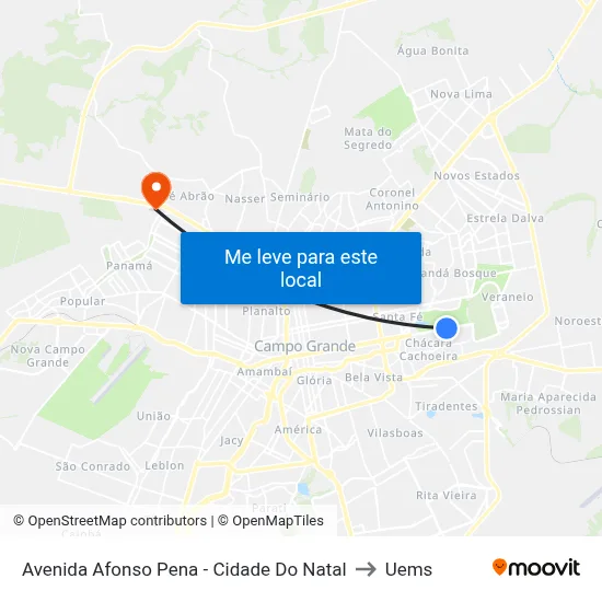 Avenida Afonso Pena - Cidade Do Natal to Uems map