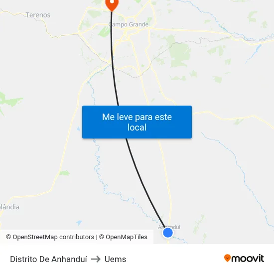 Distrito De Anhanduí to Uems map