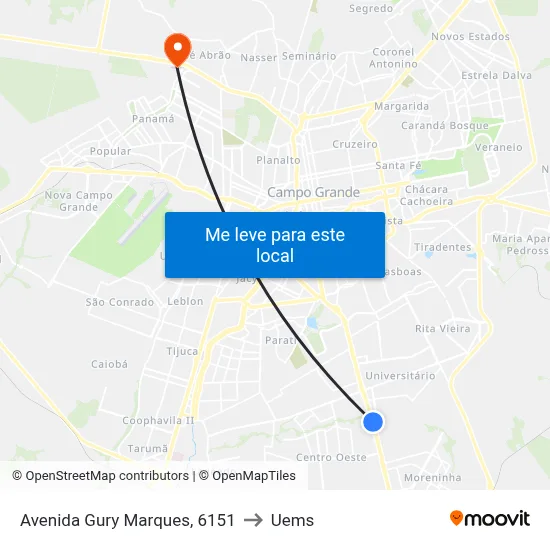 Avenida Gury Marques, 6151 to Uems map