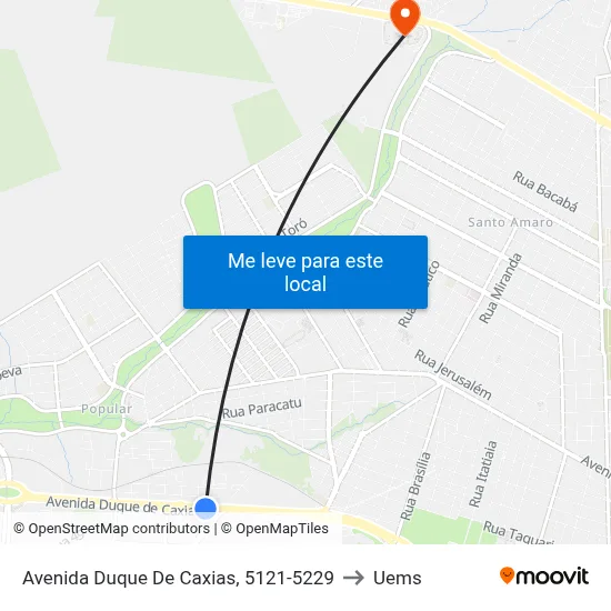 Avenida Duque De Caxias, 5121-5229 to Uems map