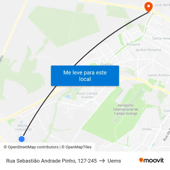 Rua Sebastião Andrade Pinho, 127-245 to Uems map