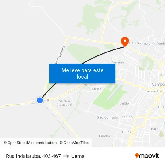 Rua Indaiatuba, 403-467 to Uems map