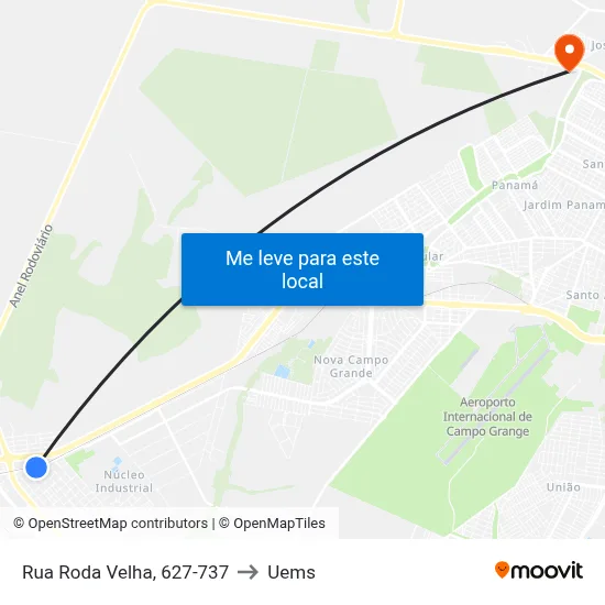 Rua Roda Velha, 627-737 to Uems map
