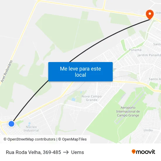 Rua Roda Velha, 369-485 to Uems map