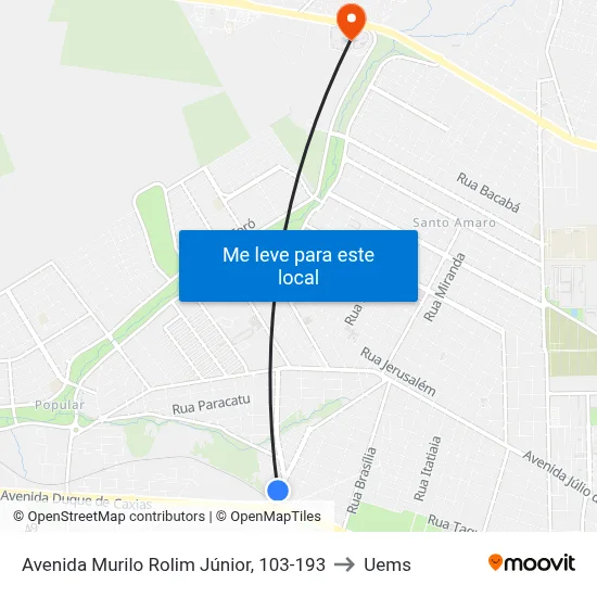 Avenida Murilo Rolim Júnior, 103-193 to Uems map