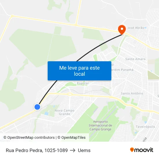 Rua Pedro Pedra, 1025-1089 to Uems map