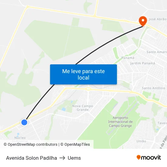 Avenida Solon Padilha to Uems map