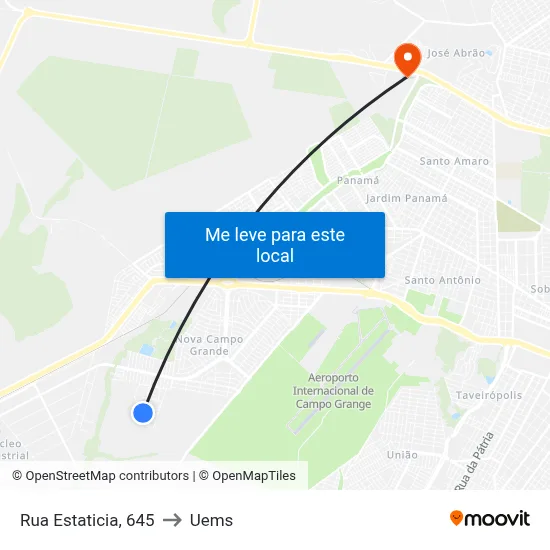 Rua Estaticia, 645 to Uems map