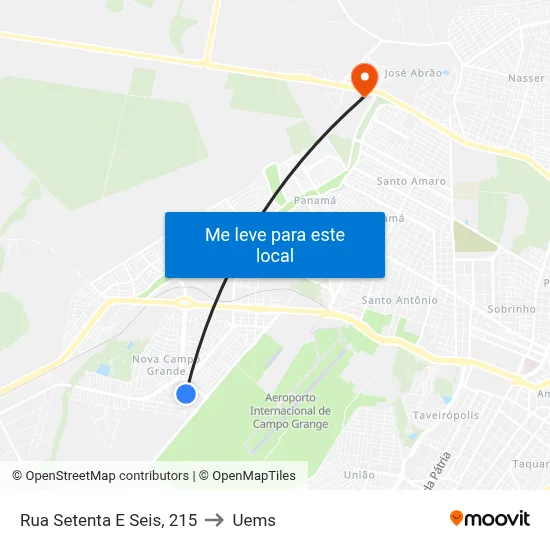 Rua Setenta E Seis, 215 to Uems map
