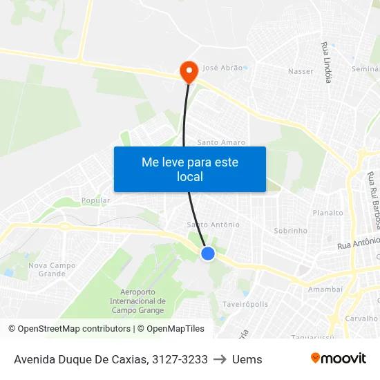 Avenida Duque De Caxias, 3127-3233 to Uems map