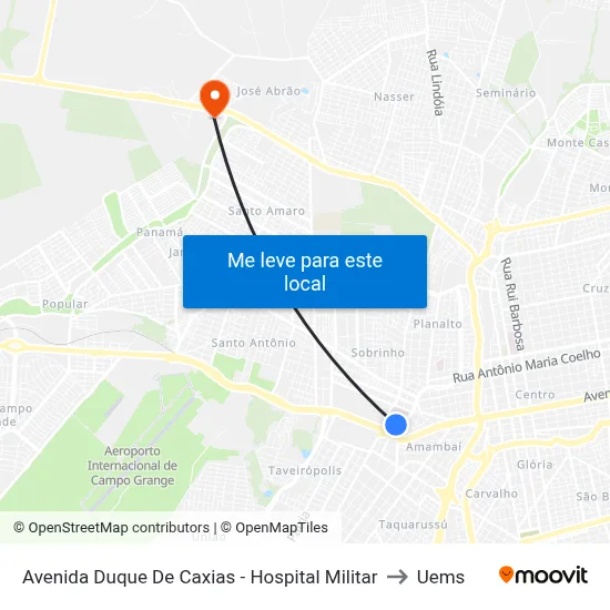 Avenida Duque De Caxias - Hospital Militar to Uems map