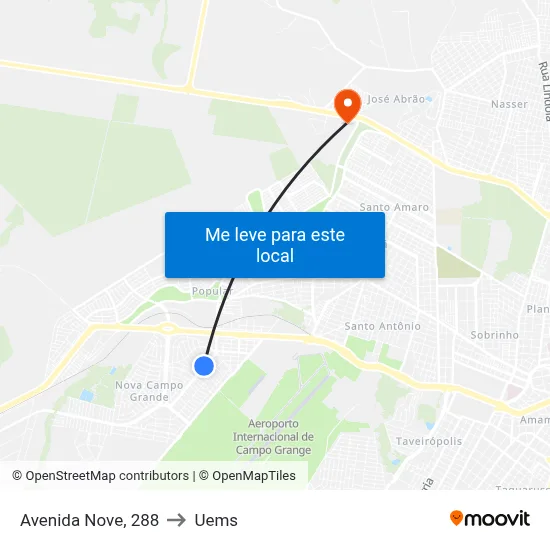 Avenida Nove, 288 to Uems map