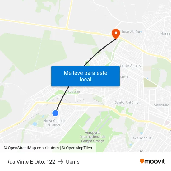 Rua Vinte E Oito, 122 to Uems map