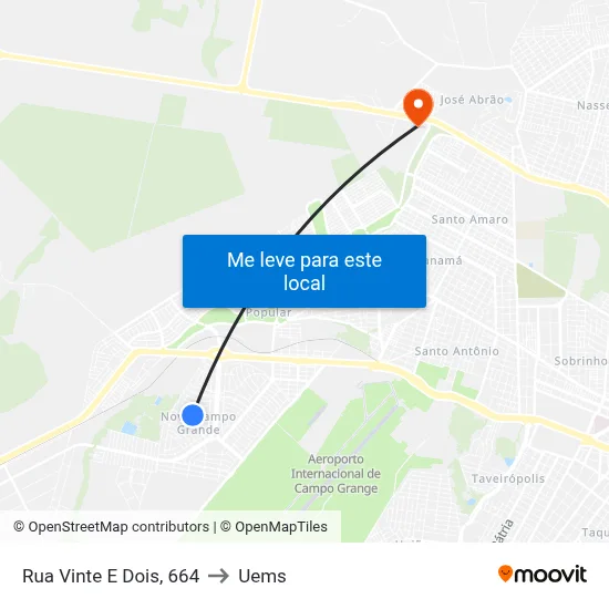 Rua Vinte E Dois, 664 to Uems map