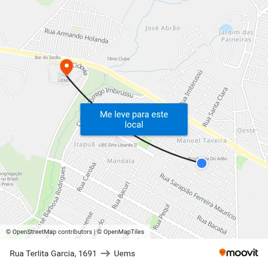 Rua Terlita Garcia, 1691 to Uems map