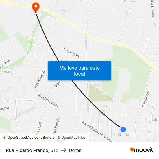Rua Ricardo Franco, 515 to Uems map