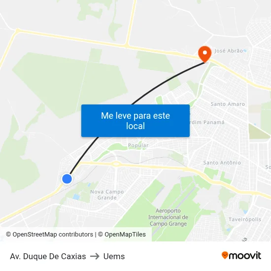 Av. Duque De Caxias to Uems map