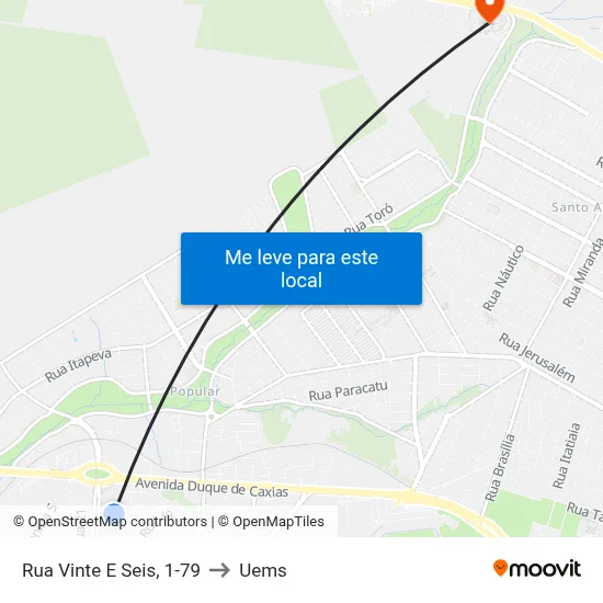Rua Vinte E Seis, 1-79 to Uems map