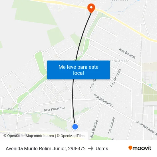 Avenida Murilo Rolim Júnior, 294-372 to Uems map