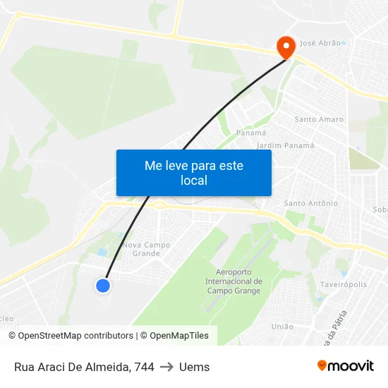 Rua Araci De Almeida, 744 to Uems map