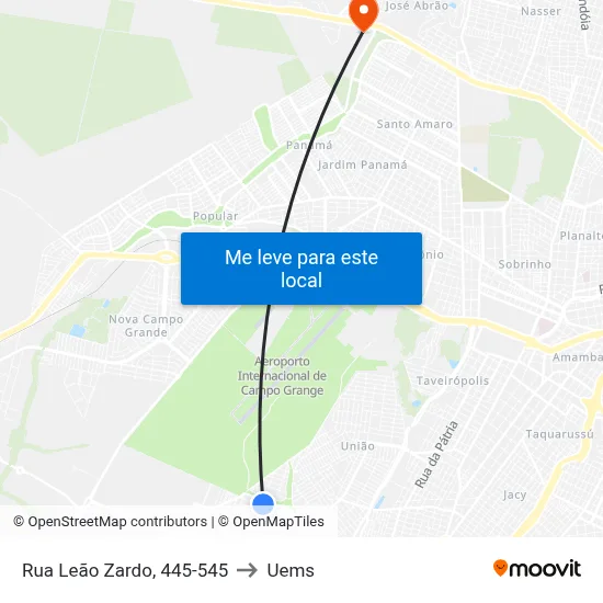 Rua Leão Zardo, 445-545 to Uems map