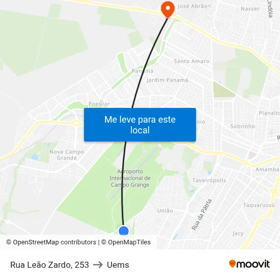 Rua Leão Zardo, 253 to Uems map