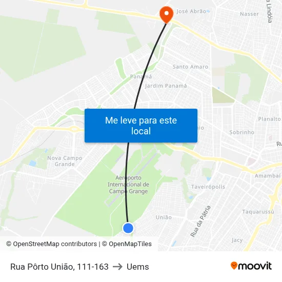 Rua Pôrto União, 111-163 to Uems map