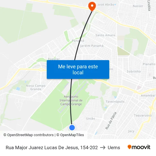 Rua Major Juarez Lucas De Jesus, 154-202 to Uems map