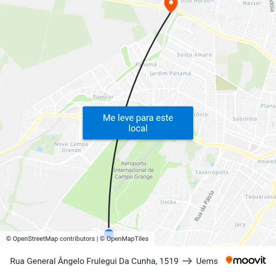 Rua General Ângelo Frulegui Da Cunha, 1519 to Uems map