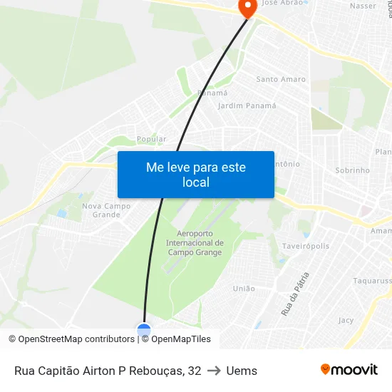 Rua Capitão Airton P Rebouças, 32 to Uems map