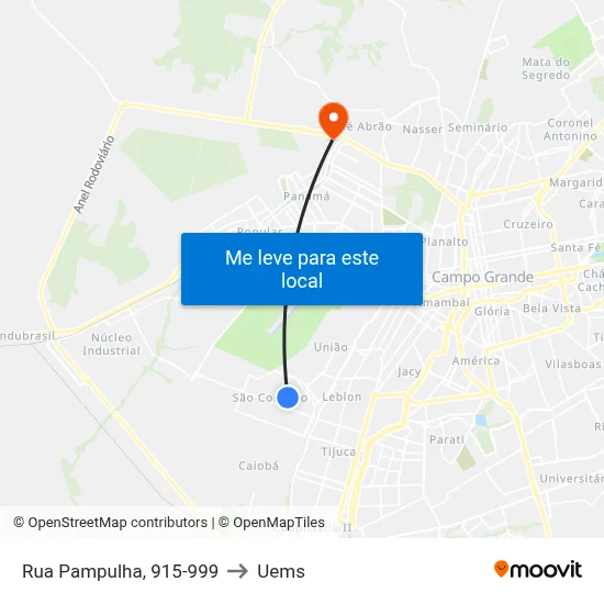 Rua Pampulha, 915-999 to Uems map
