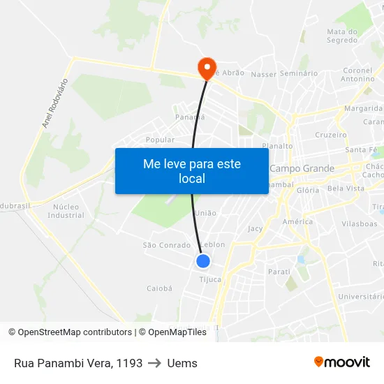 Rua Panambi Vera, 1193 to Uems map