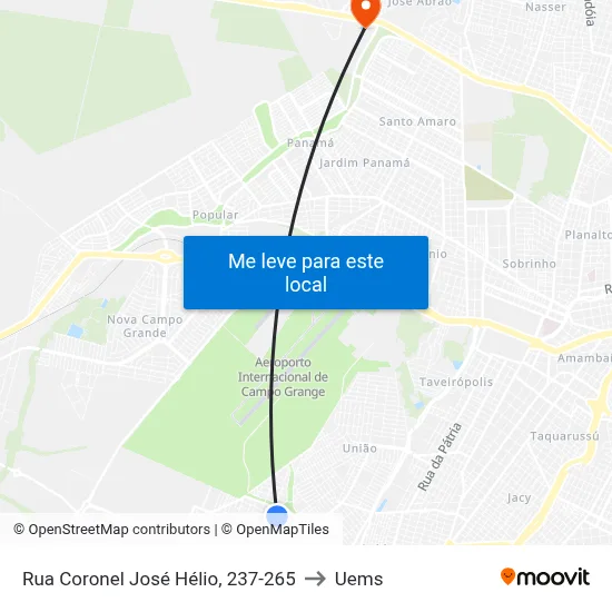 Rua Coronel José Hélio, 237-265 to Uems map