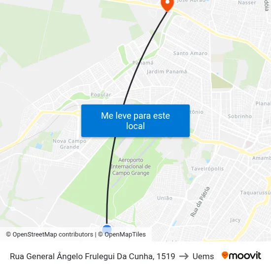 Rua General Ângelo Frulegui Da Cunha, 1519 to Uems map